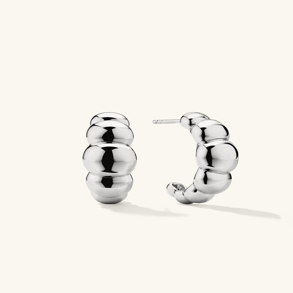 Puffy Charlotte Silver Hoops